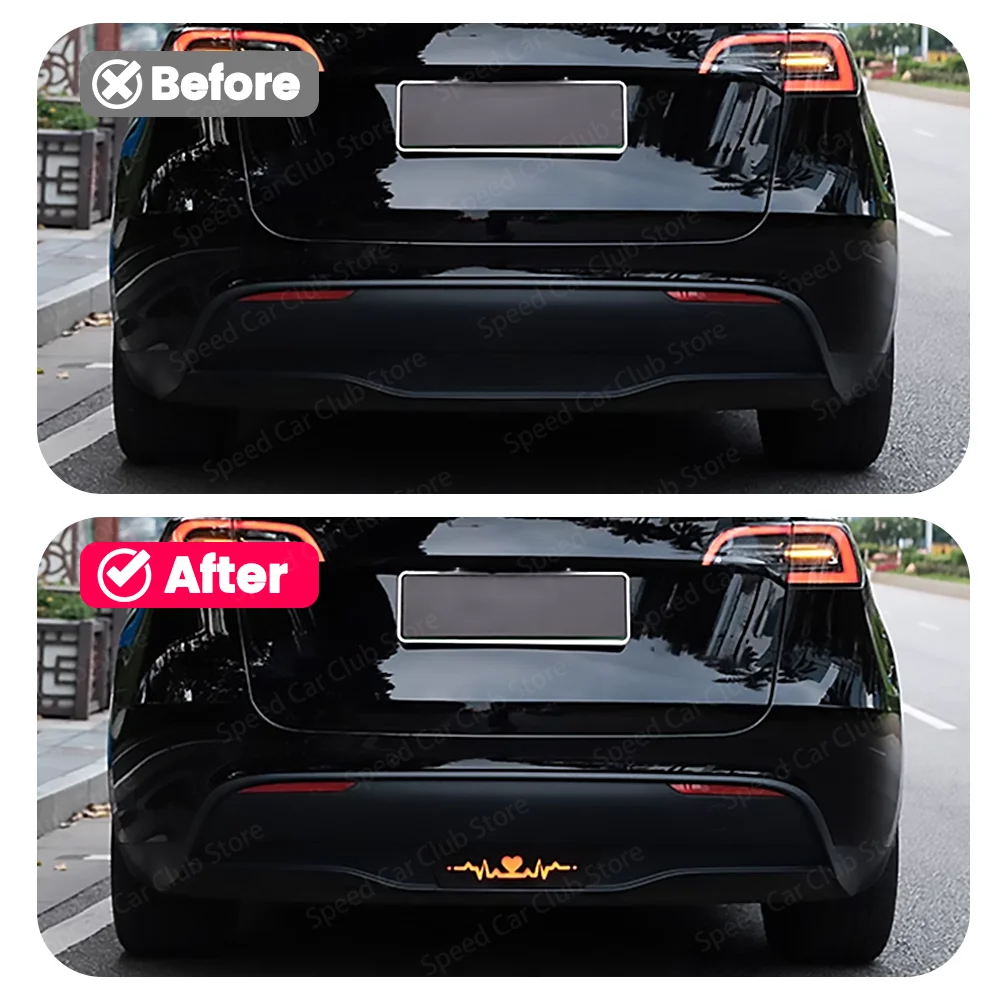 Auto Staart Hartslag Indicator Licht Voor Tesla Model Y Achterbumper Achterlicht Dagrijverlichting Zwart