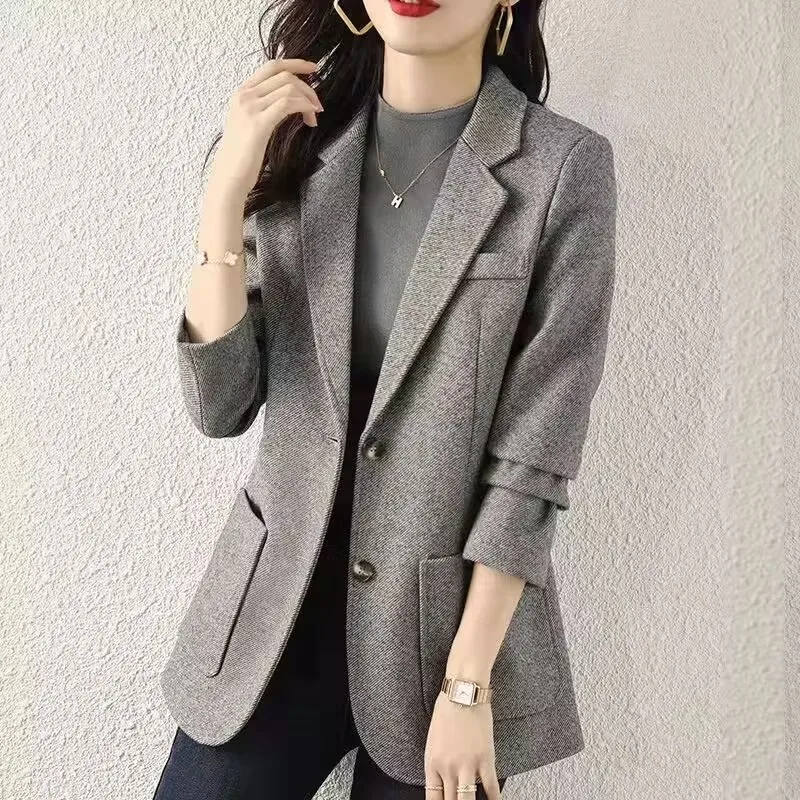 Solid Suit Jacket Women's Casual Elegance Korean Style Spring Autumn Elegant Slim New Fashion Leisure Style Women Top