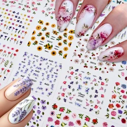 30Pcs/set Colorful Butterfly/Flowers Nail Stickers Kawaii Cute Mini Rose/Lavender/Sunflower Nail Decal DIY Adhesive Nail Floret