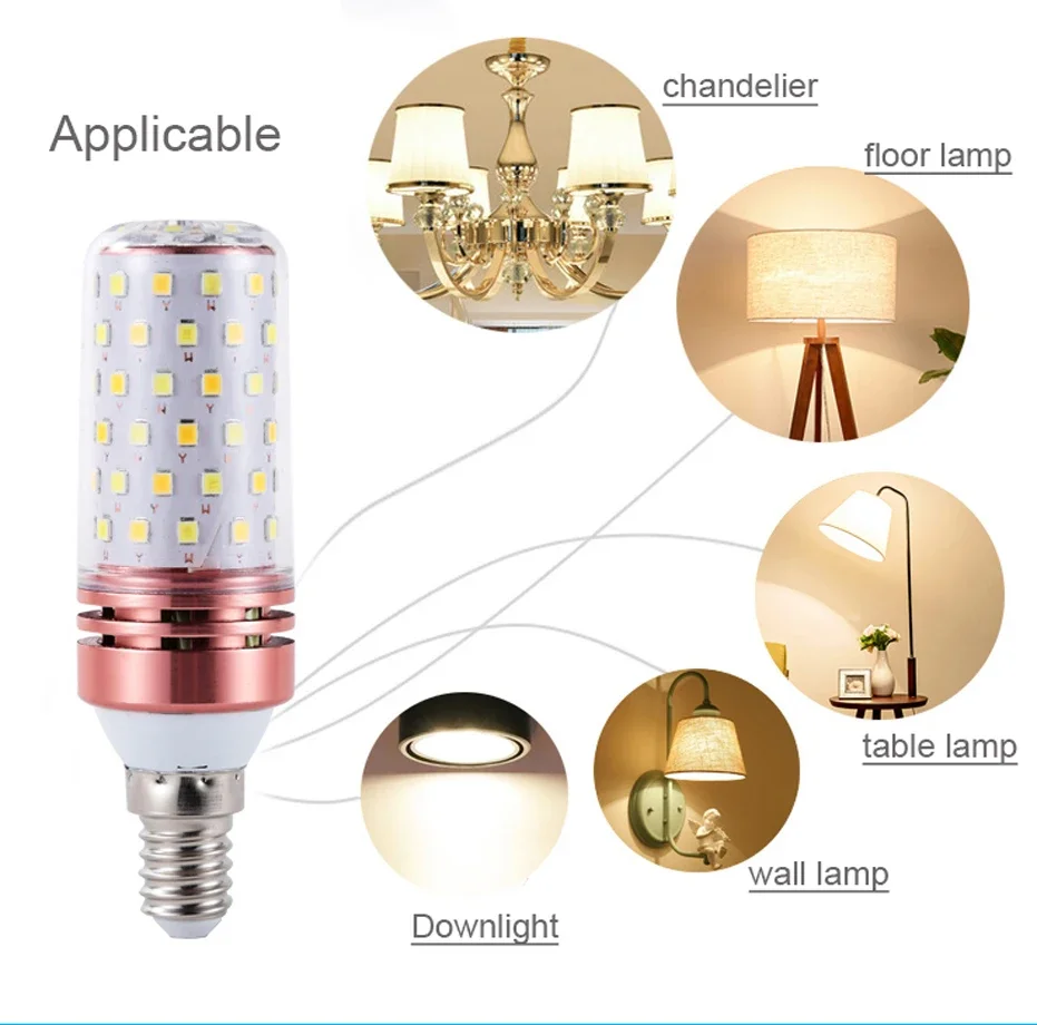 LED Corn Bulb E27 E14 No Flicker Double Color Temperature 8W 12W 16W AC85-265V Chandelier Candle LED Light For Home Decoration