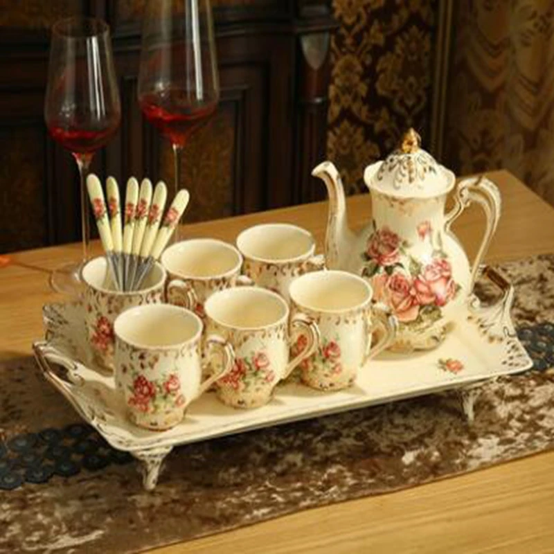 Ceramic coffee cup set European tea set coffee set British afternoon tea ceramic cup set with tray gift