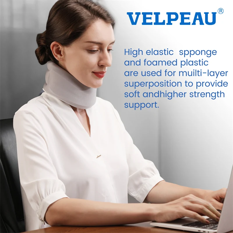 VELPEAU Neck Brace Support Adjustable for Migraine, Cervical Pain and Pressure Cervical Collar Come with A Detachable Cover