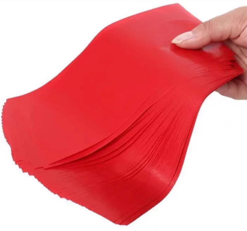 100 sztuk/opakowanie 32K czerwony wysokiej jakości papier węglowy, dwustronny papier do kopiowania 18,5X12,7 cm finansowy i biurowy