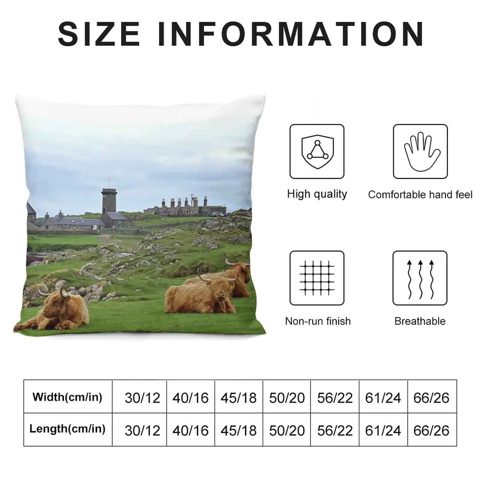 Highland Cows at Skerryvore Lighthouse Village, Hynish, Isle of Tiree Scotland Throw Pillow luxury throw pillow covers pillow