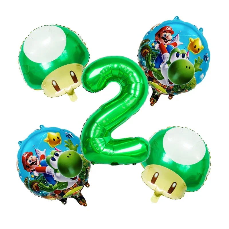 5Pcs/set Super Mario Bros Red Number Ballon Set Cute Anime Figure Balloons Kids Birthday Party Supplies Room Decor Decoration