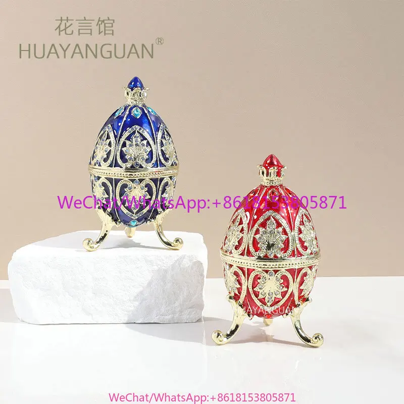 Color Egg Jewelry Box Enamel Color Craft Jewelry Box Diamond Resurrection Egg European Home Ornament