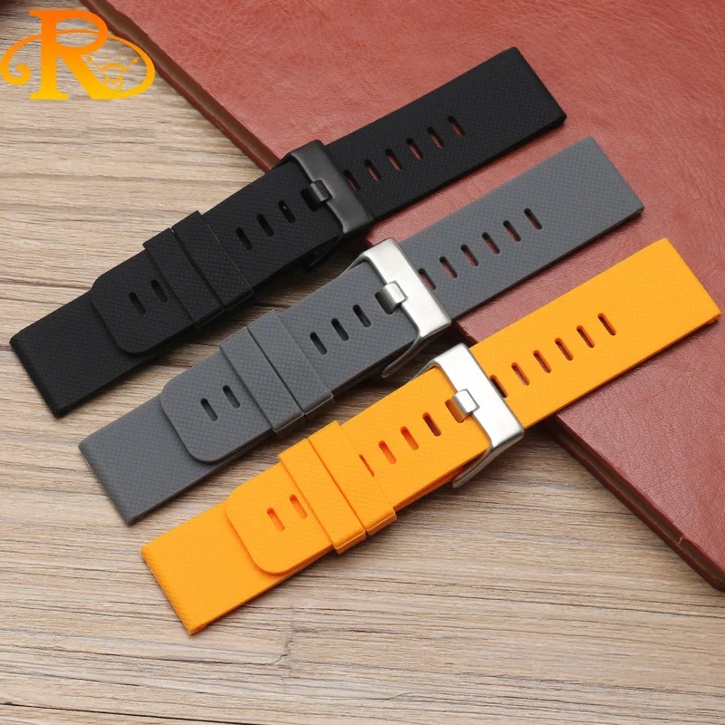 Sports Waterproof rubber watchband Fit suunto TRAVERSE series Alpha watch 24mm silicone straps with stainless steel clasp