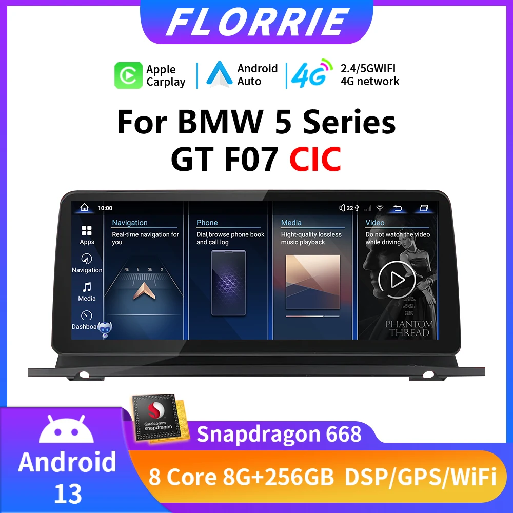 

Android 13 Car Radio Player For BMW 5 Series GT F10 2010-2012 CIC System Car Multimedia