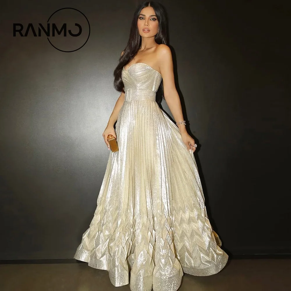 Ranmo Personalizzato 2026 Affascinante Arabia Saudita Delicato Abito da Sera in Raso di Alta Qualità A-Line Piano Lunghezza Senza Spalline Senza Maniche