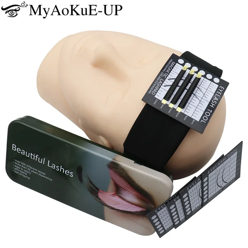 Wimpern Extension Board Lagerung Box Magnetische Wimpern Verlängerung Display Tablett Wimpern Platte Halter Stirnband Set Make-Up-Tools
