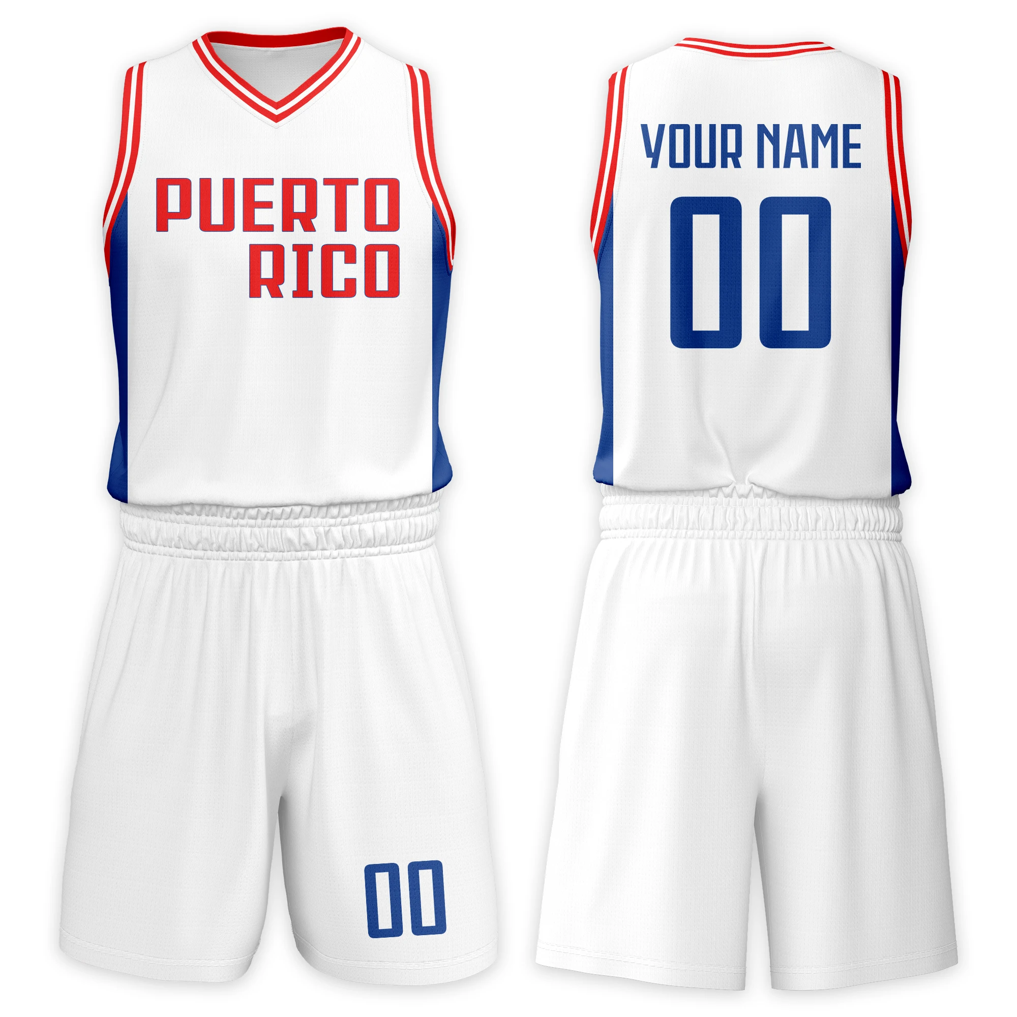 

Custom Puerto Rico Kids Basketball Jersey Kit Personalized Name Number Basketball Uniform Tracksuit Fans Gift for Boys Girls