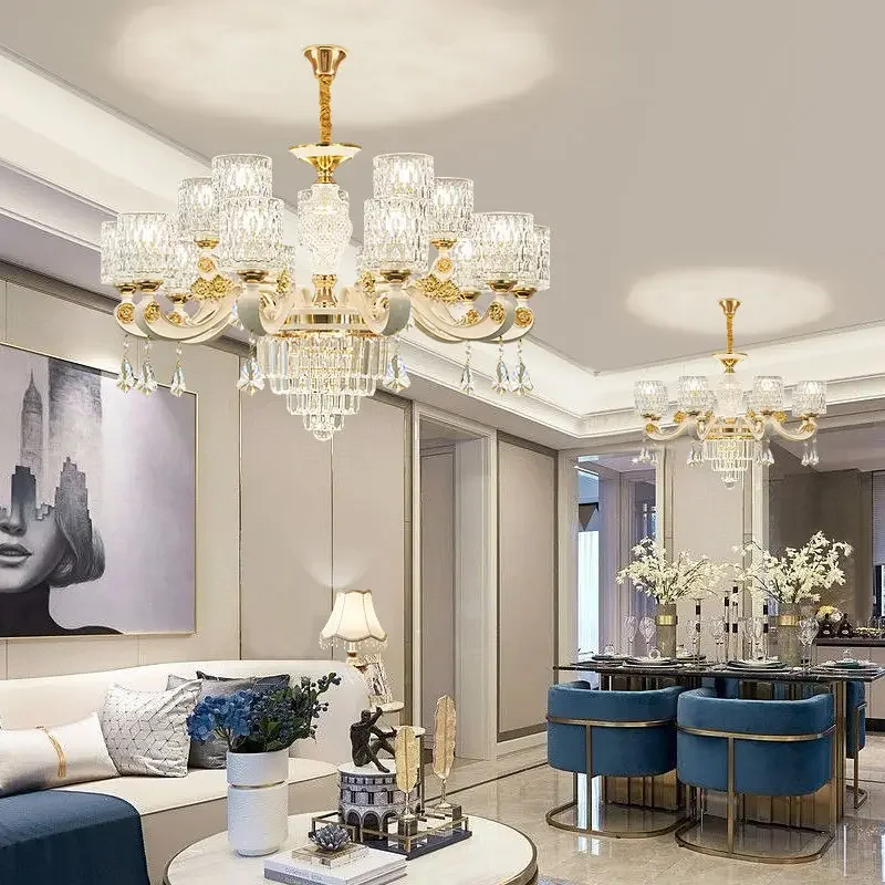 European chandelier living room light luxury atmosphere crystal lamp household bedroom dining room