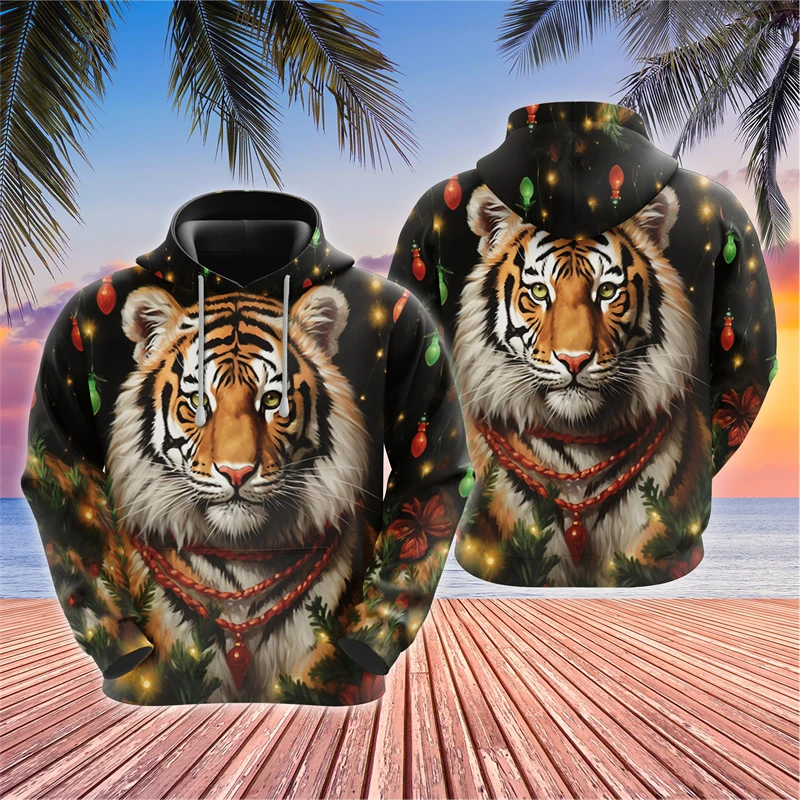 Funny 3D Tiger Pattern Men's Hoodies Hip Hop Trend Streetwear Fashion Oversized Pullover Autumn Winter Casual Sweatshirts Tops