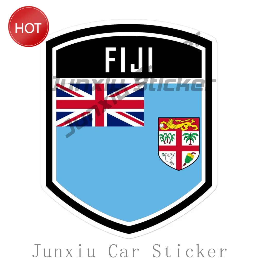 Fiji Flag Emblem Car Sticker Waterproof Vinyl Decorative Decal For Motorcycle Body And Car Bumper Vehicle Decoration