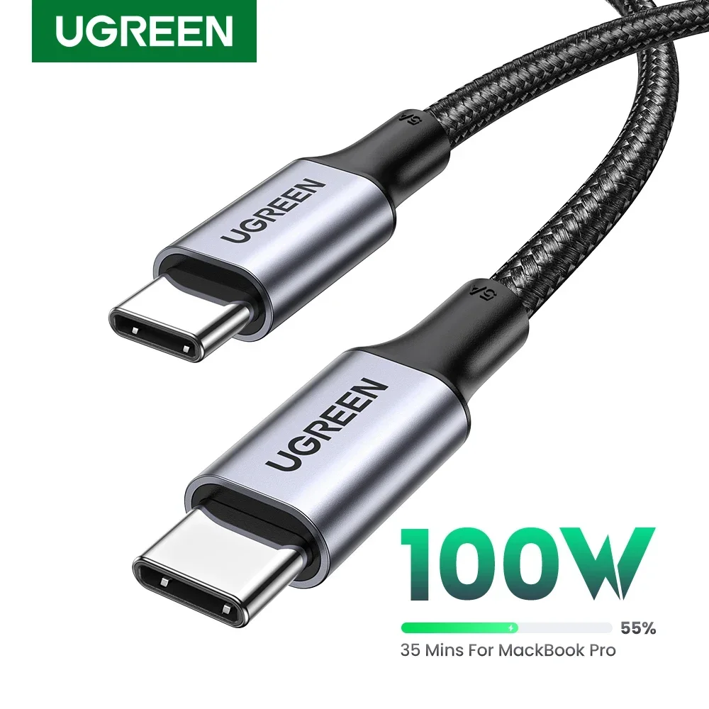 

Кабель UGREEN USB Type-C PD для быстрой зарядки, 100 Вт, кабель USB C-USB C, зарядное устройство для Apple iPhone15, Samsung, Xiaomi, ноутбука, Android 5A