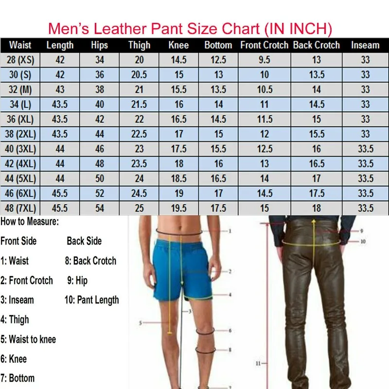 Men's Genuine Leather Black Pants Fashion Authentic Sheepskin Motorcycle Slim Fit European and American Fashion Trend