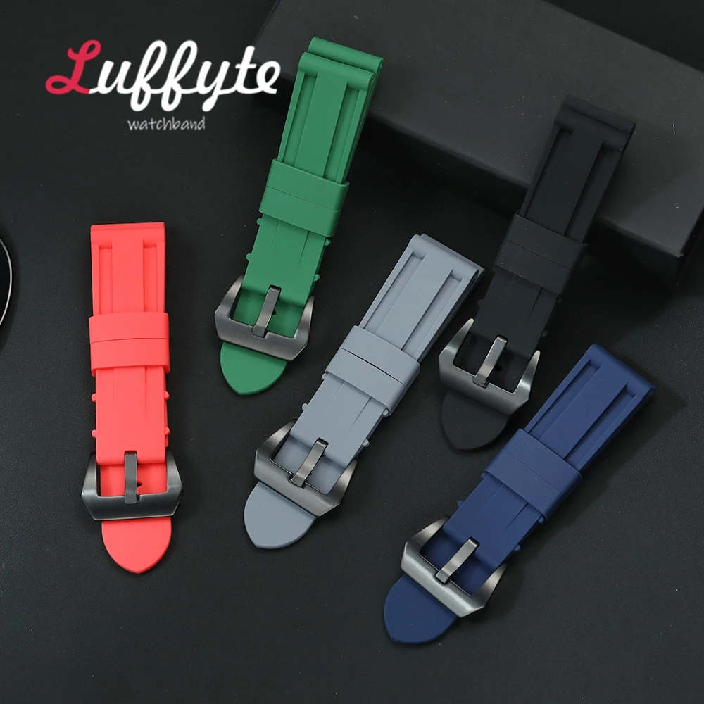 Gummi-Uhrenarmband, 22 mm, 24 mm, 26 mm, Universal-Armband, Ersatzarmband mit schwarzem Verschluss, Sport-Silikonbänder