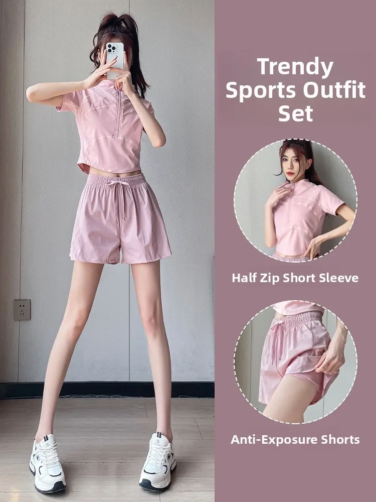 

Женский спортивный костюм для бадминтона, быстросохнущая одежда для бега и фитнеса, теннисные шорты, комплект из двух предметов, лето 2026, новинка