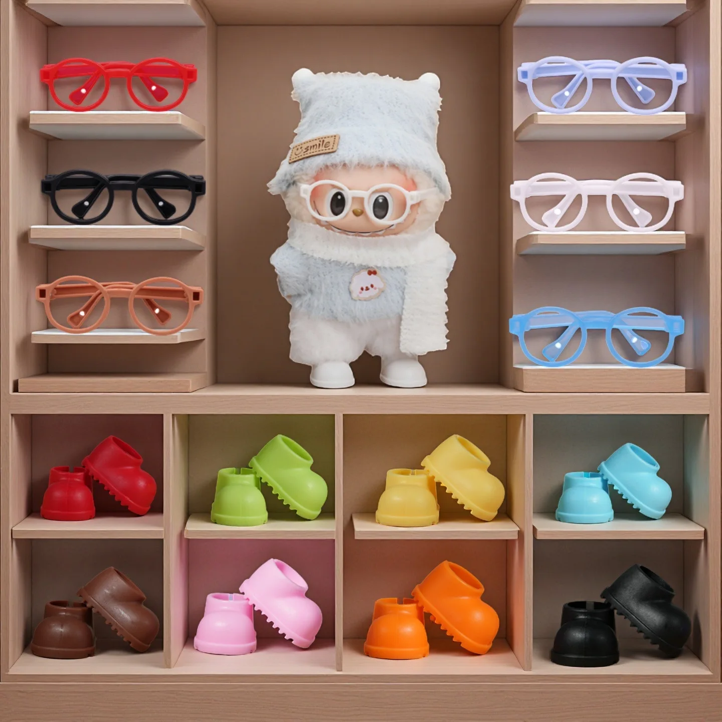 Per scarpe da bambola labubu da 17 cm Accessori per vestiti per bambole in peluche da 17 cm Pantofole indossabili casual Giocattoli per bambini carini Regalo di compleanno