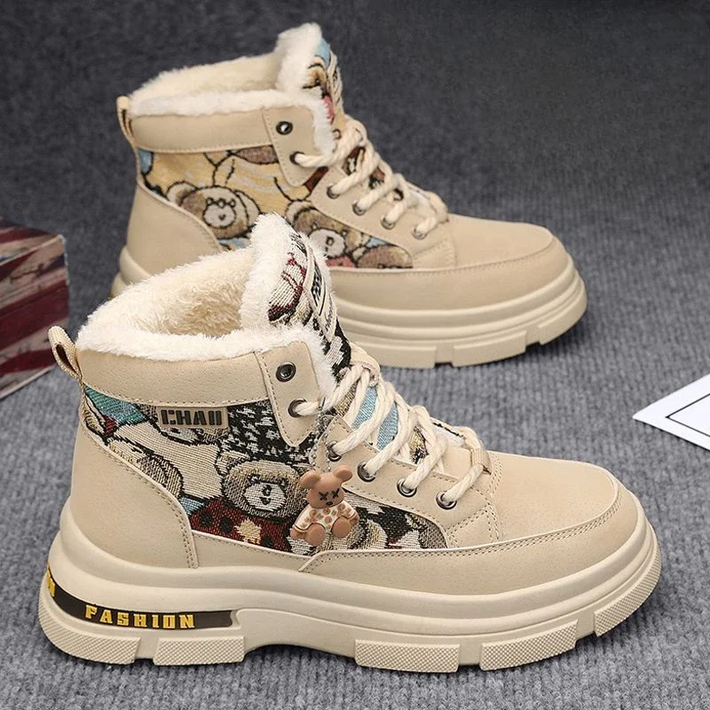 Platform Men's Snow Sport Boots Lace Up Brands Casual Outdoor Hiking Sale Fashion Original Deals Fur Male Winter Sneaker Shoes