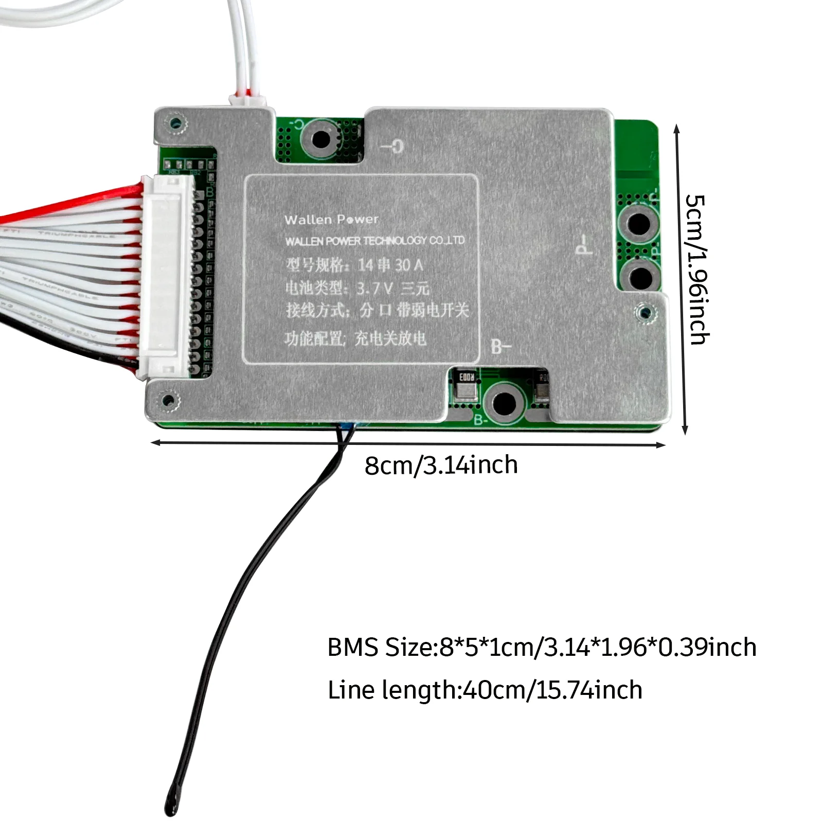 Lithium-Batterie-BMS für E-Bike- und Scooter-Akkupacks 7S10S13S14S16S20S 36V48V52V60V72V mit Schutzplatinen-Optionen 25A/30A/40A/50A/60A – Detail 15