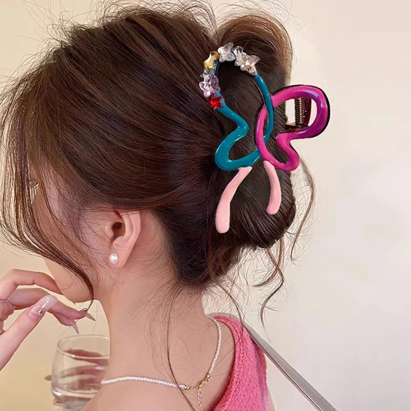 

Женские заколки-крабы для волос в корейском стиле с бантом и стразами, милые, элегантные, универсальные, высококачественные, роскошные аксессуары для волос