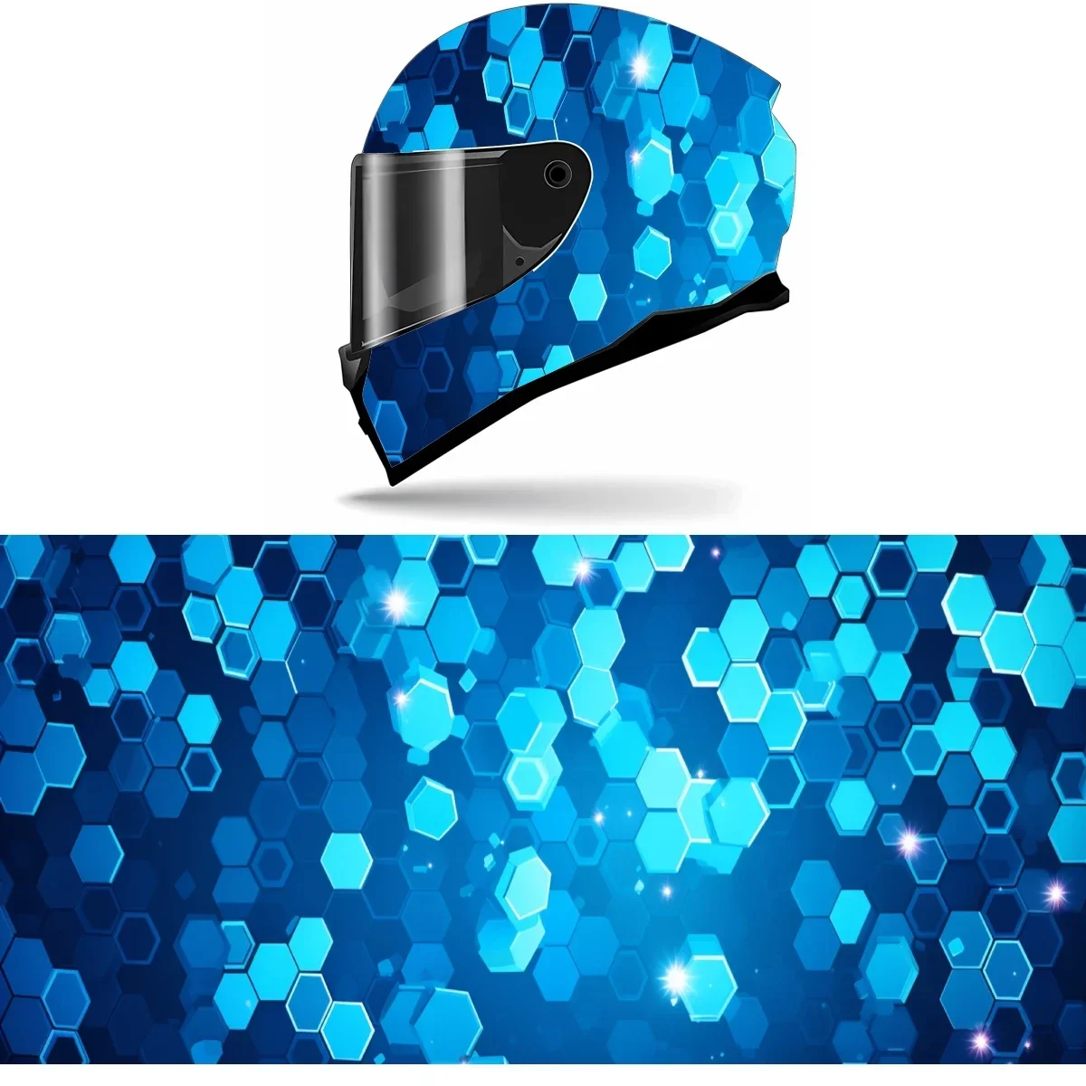 3D Gold Hexagon Shapes Full Helmet Wrap Sticker Motorcycle Helmet Racing Graphic Decal Vinyl Wrap Helmet Decor Sticker