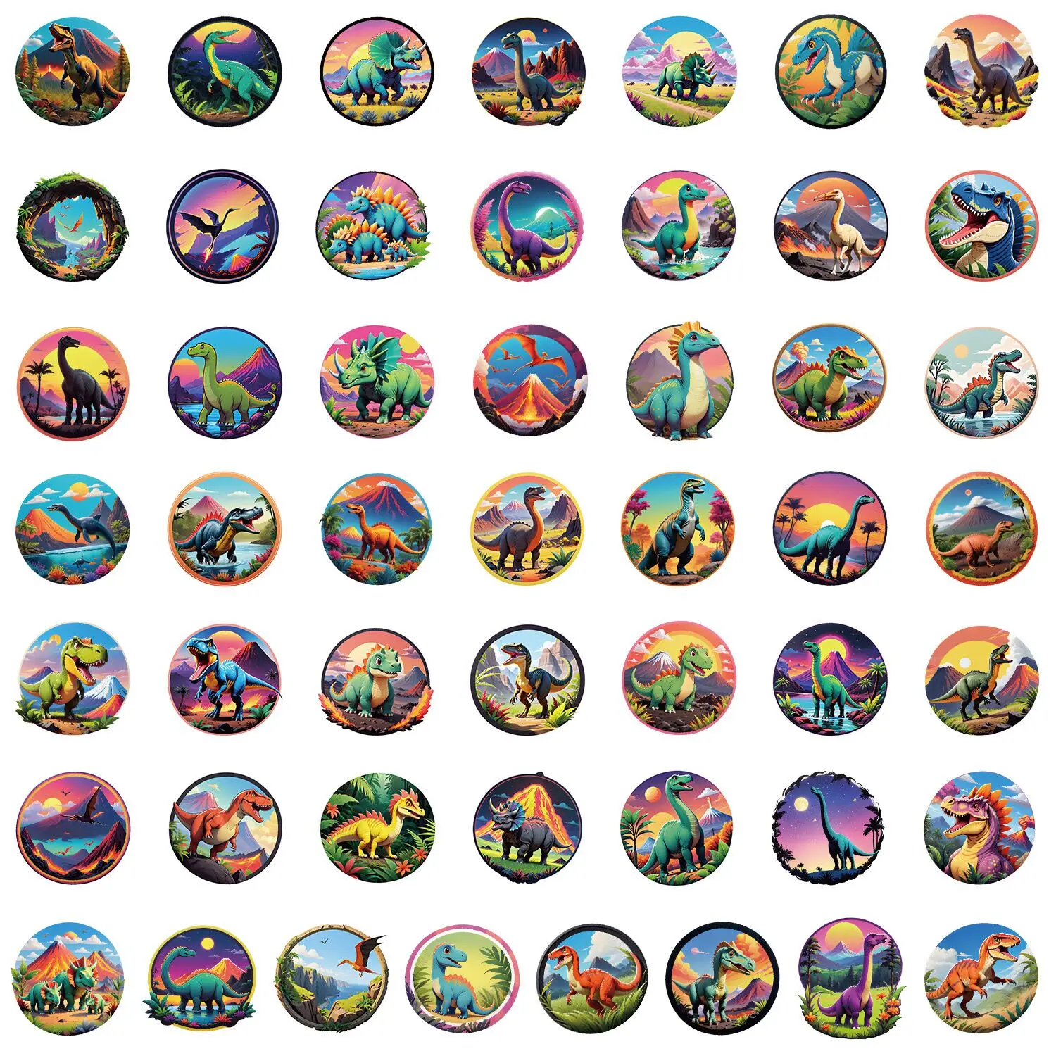 10/50PCS Cute Anime Jurassic Park Dinosaur Label Stickers Aesthetic Decals For Stationery Scrapbook Bike Guitar Sticker Kids Toy