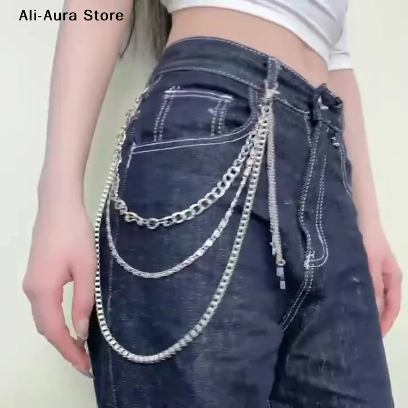 1Pcs Star Tassel Metal Waist Chain Pants Chain Clothing Pendant Pants Jeans Belt Keychains Chain Jewelry