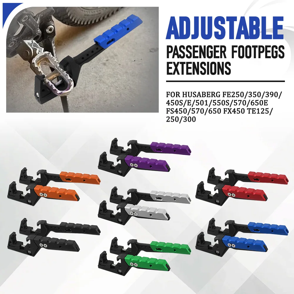 For HUSABERG FE250/350/390/450S/E/501/550S/570/650E FS450/570/650 FX450 TE125/250/300 Adjustable Passenger Foot Peg Extensions