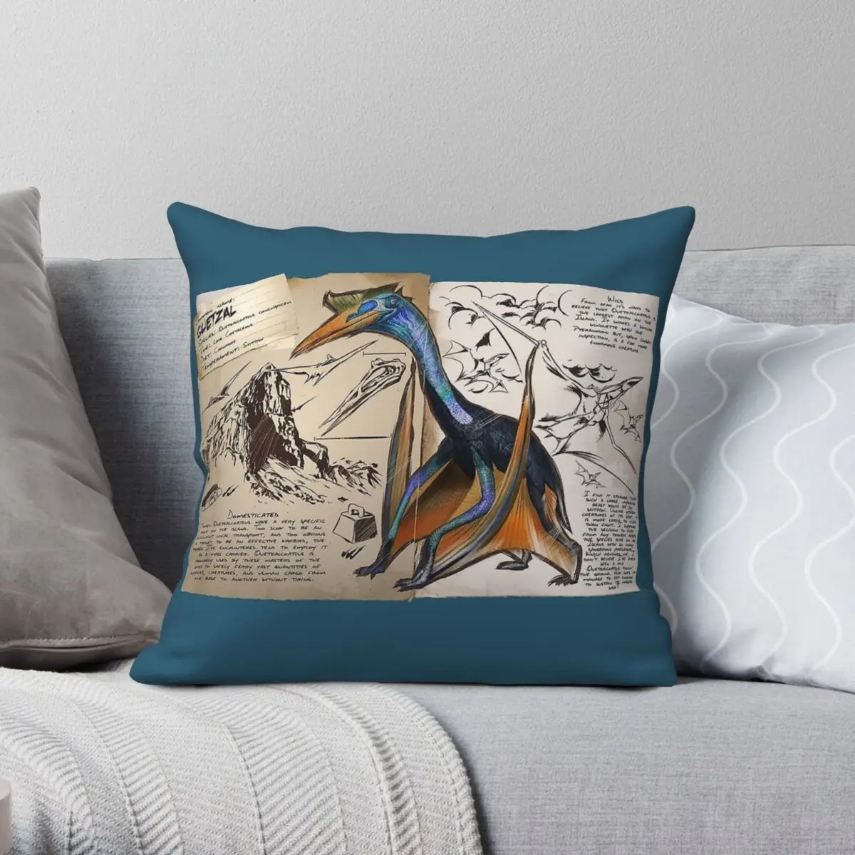 Ark Survival Evolved Quetzalcoatlus taie d'oreiller carrée Polyester lin velours motif fermeture éclair taie d'oreiller décorative pour la maison 45x45