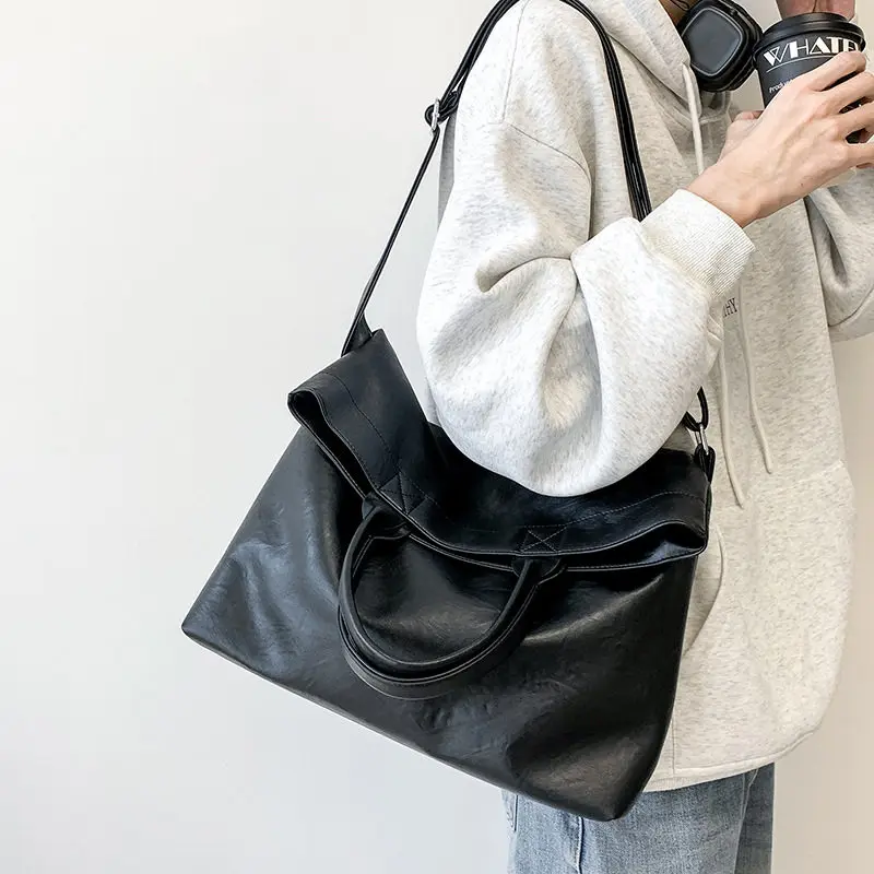 Designer Style Men's Commuting File Bag Hand-Held Briefcase Multifunctional Large Capacity Versatile Tote Bag Crossbody Bag