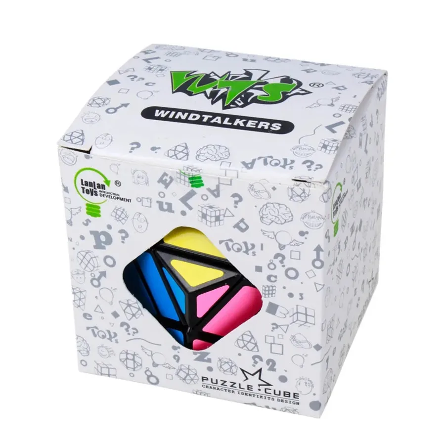 Cubo Mágico Romboidal Dodecaedro 4x4 Lanlan, Adhesivos de PVC Negros, Rompecabezas Educativo de Velocidad, Cubo Mágico, Juguete, Regalo de Cumpleaños y Navidad