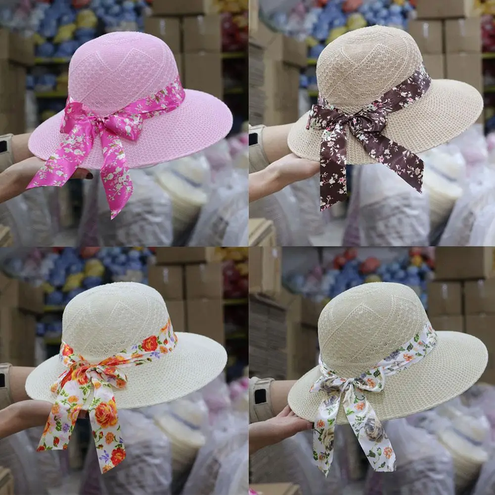 New Holiday Breathable Fisherman Hats Women Girls UV Protection Women Sun Hat Wide Brim Straw Hats Beach Cap One Size