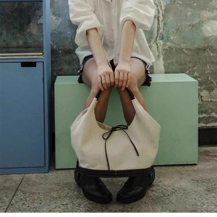 Korean Casual Canvas Tote Bags For Women Luxury Designer Handbags Large Capacity Commuter Underarm Shoulder bags bolso - Image 3