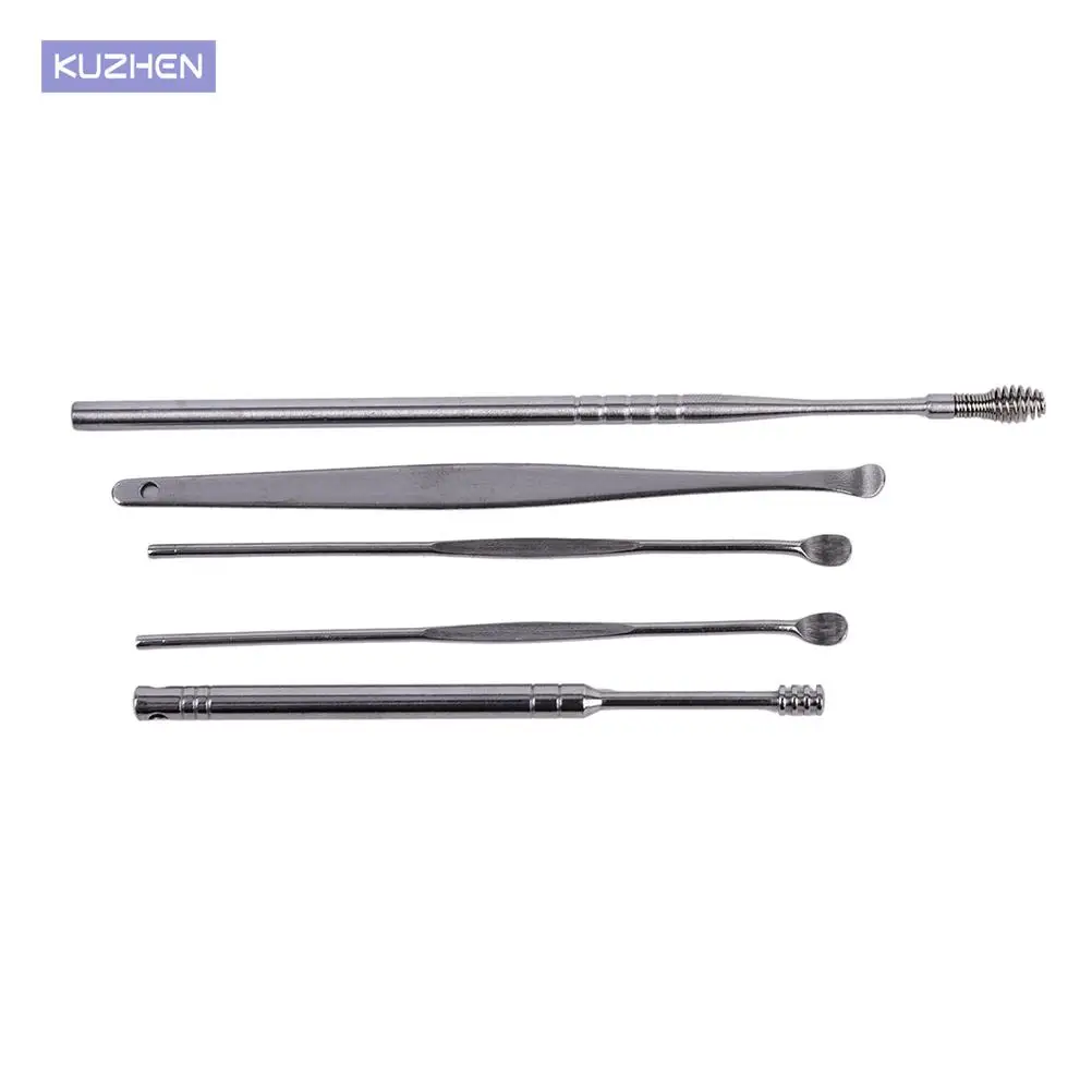 

Wholesale 5pcs/Lot Stainless Steel Silver Earpick with PP box Wax Remover Curette Cleaner Health Care Tools Ear Pick JETTING