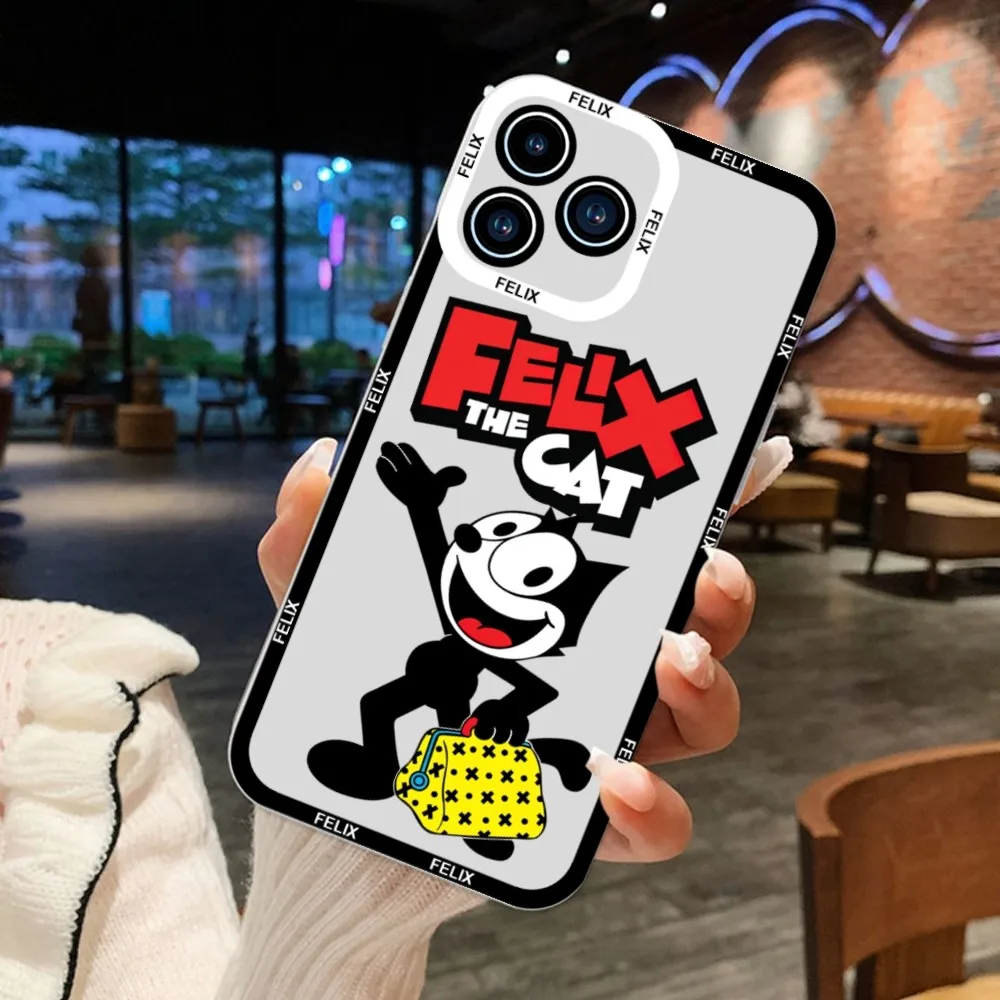 Cartoon Cute F-Felix the C-Cats Phone Case For iPhone 11 12 Mini 13 14 Pro Max Transparent Shell