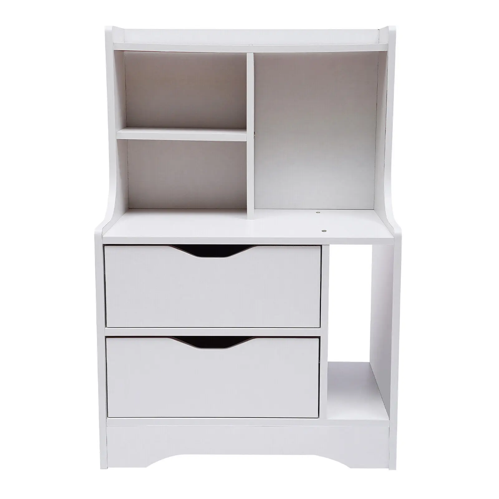 

White Bedroom Night Stand Dresser Cabinet Sofa Side End Table with 2 Drawers