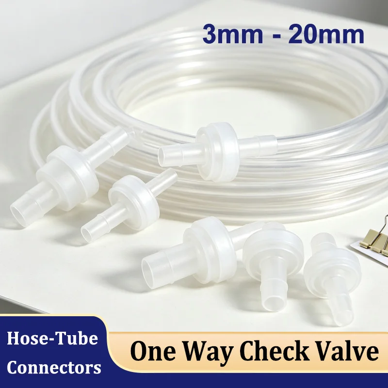 1-100PCS PP Plastic Check Valve One-Way Non-Return Gas Liquid Water Fluid Stopper Hose Connector Dia 3/4/6/8/10/12/14/16/20mm