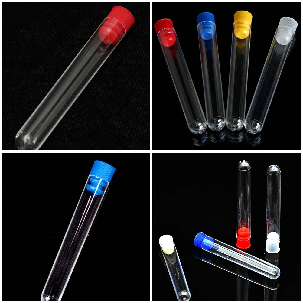 100pcs Test Tube Plugs 12mm Diameter Random Colors Plastic Sealing Stoppers Laboratory Bottle Screw Caps for Chemical Research