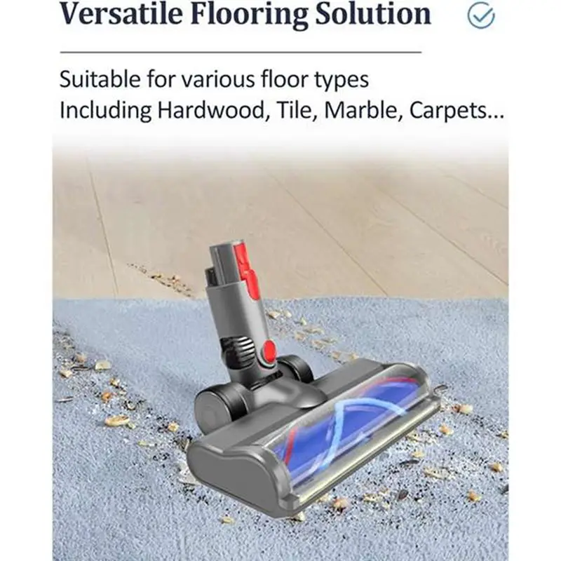 For Dyson V7 V8 V10 V11 V15 Vacuum Attachments With Green LED Lights For Hardwood Floor V Shape Bristle Roller Brush-AT30