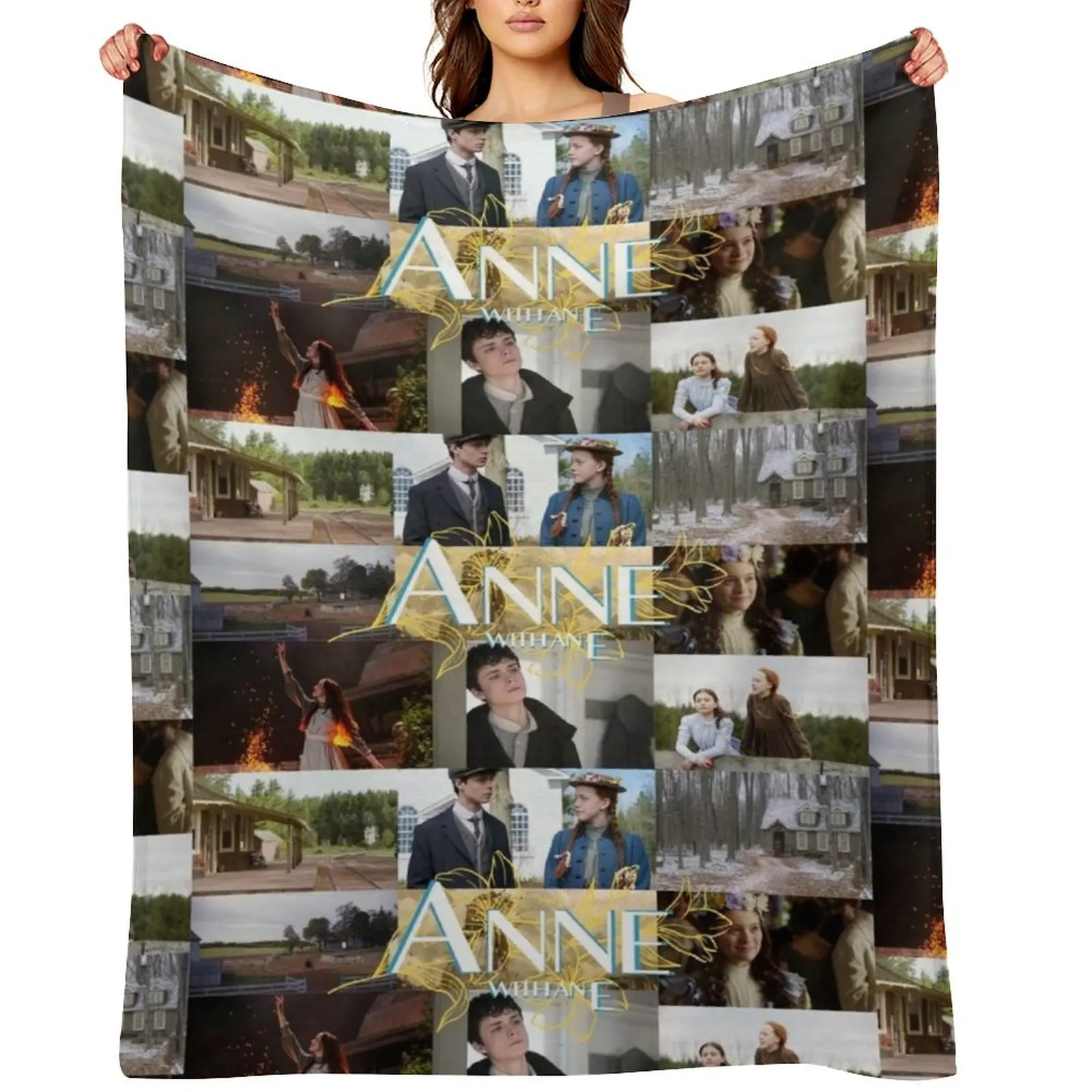 

Anne with an E Collage Throw Blanket Bed linens Stuffeds Decorative Beds anime Blankets