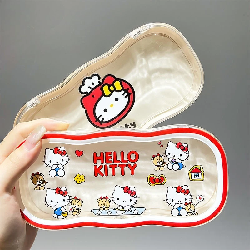 

New Arrival Lovely Hello Kitty Glasses Case Portable Cartoon Sunglasses Drop-resistant Case Casual Glasses Storage Holder