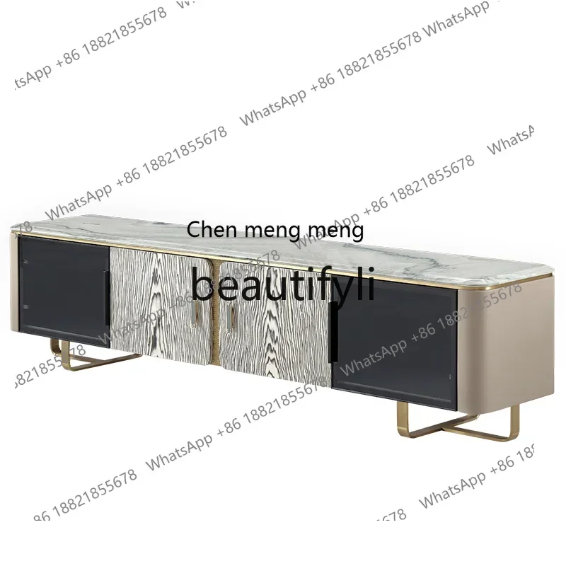 

G Light luxury landscape jade marble TV cabinet, paint art