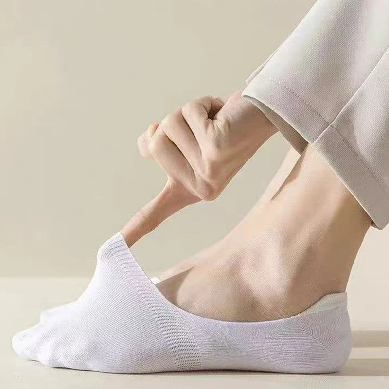 1/5/10 Pairs B&W No Show Socks, Comfort Sweat Wicking Breathable Simple Style, Low Cut Invisible Boat Socks Daily Casual Wear view 5