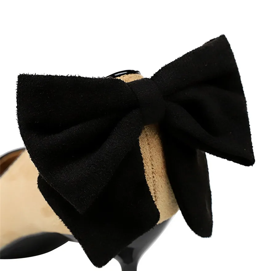 5.5/8/9.5 سنتيمتر عالية الكعب موضة النساء مضخات الخريف الصلبة قطيع مدبب تو الإناث الحلو فراشة عقدة فستان الضحلة أحذية الزفاف #6