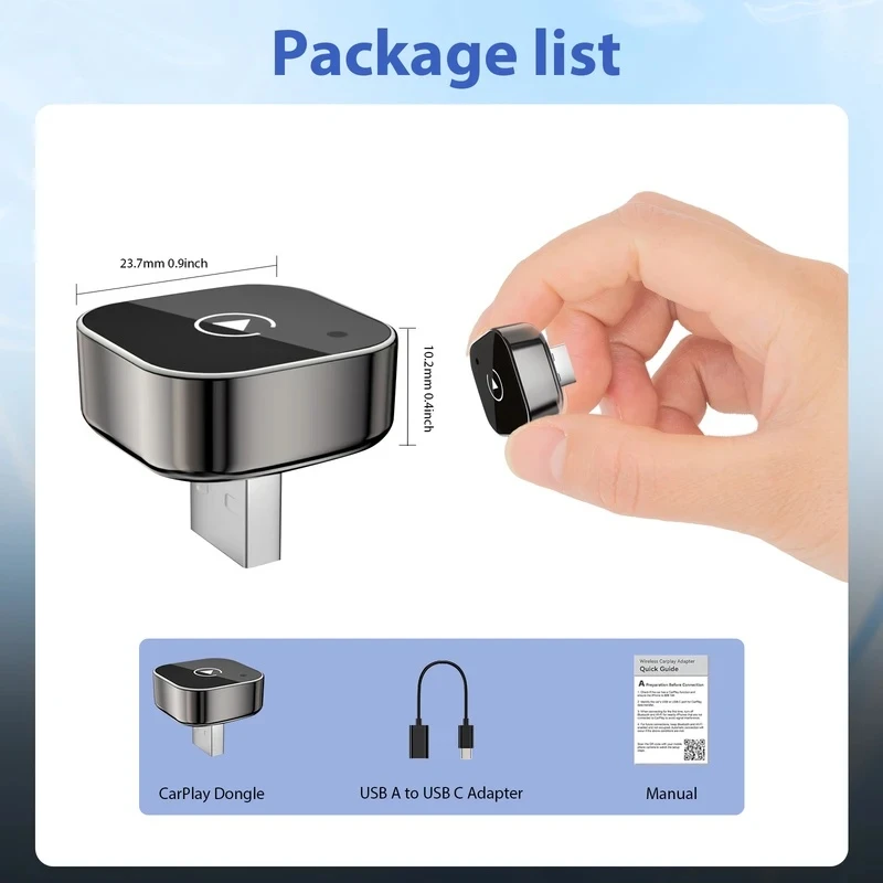 محول CarPlay اللاسلكي الجديد Pionray 2 في 1 ومحول Android Auto اللاسلكي، 5Ghz WiFi Type C/USB Plug Play Wireless CarPlay