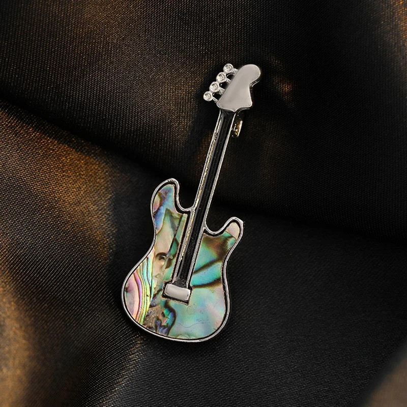 Classic Musical Violin Guitar Brooches for Women Men Exquisite Rhinestones Instruments Badge Pin Suit Scarf Clothes Accessories