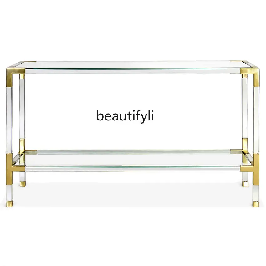 

Acrylic Console Tables Transparent Side View Sets Table Stainless Steel Bar Table Storage Long Table