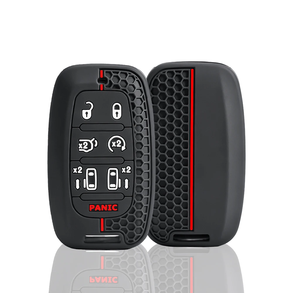 Soft Silicone Car Key Shell Cover for Honeycomb Hex Dual Red Racing Stripe Soft Silicone Smart Car Interior Accessory